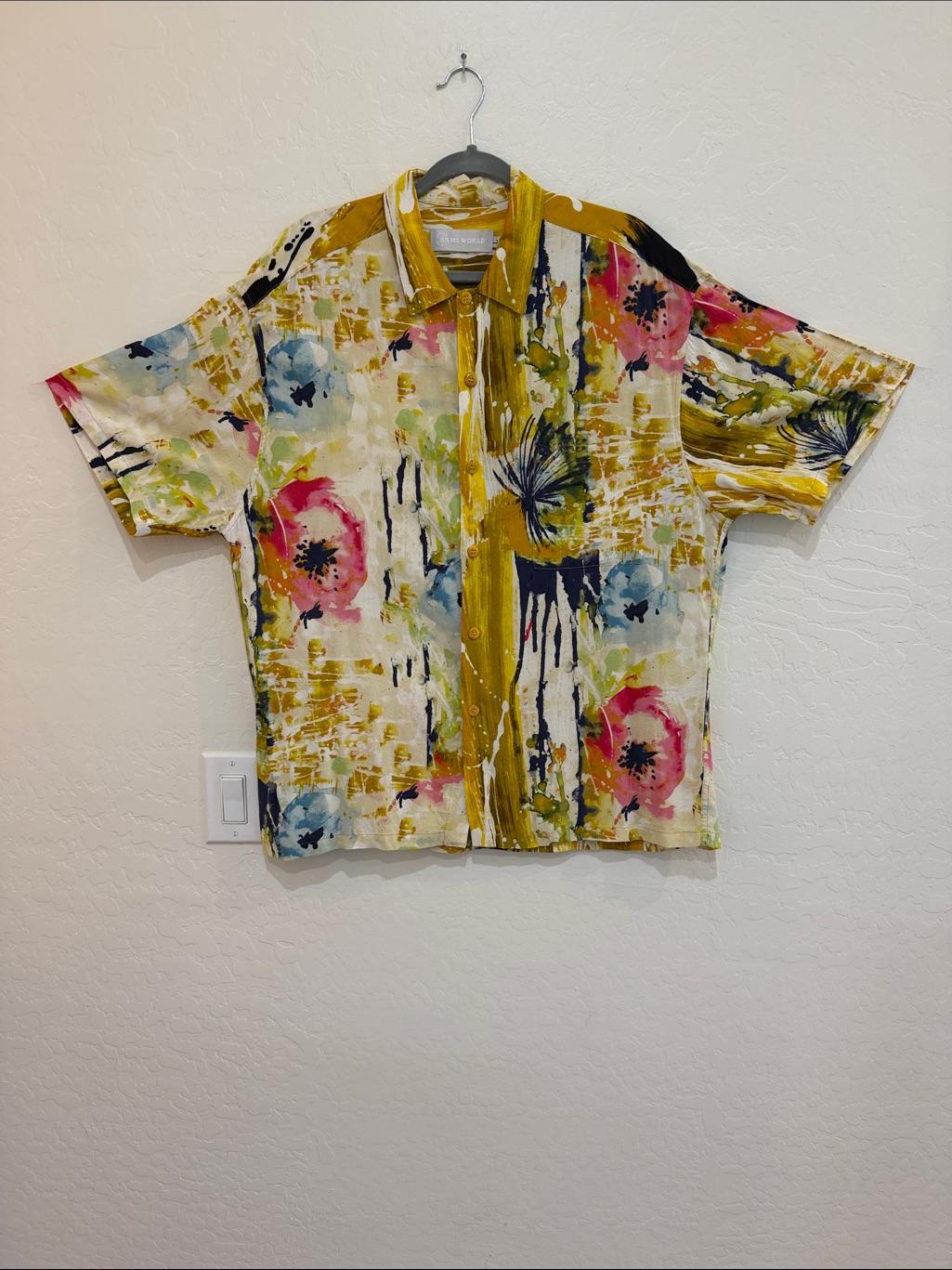 Jams World Yellow, Pink & Blue Abstract Paint-Stripe Shirt